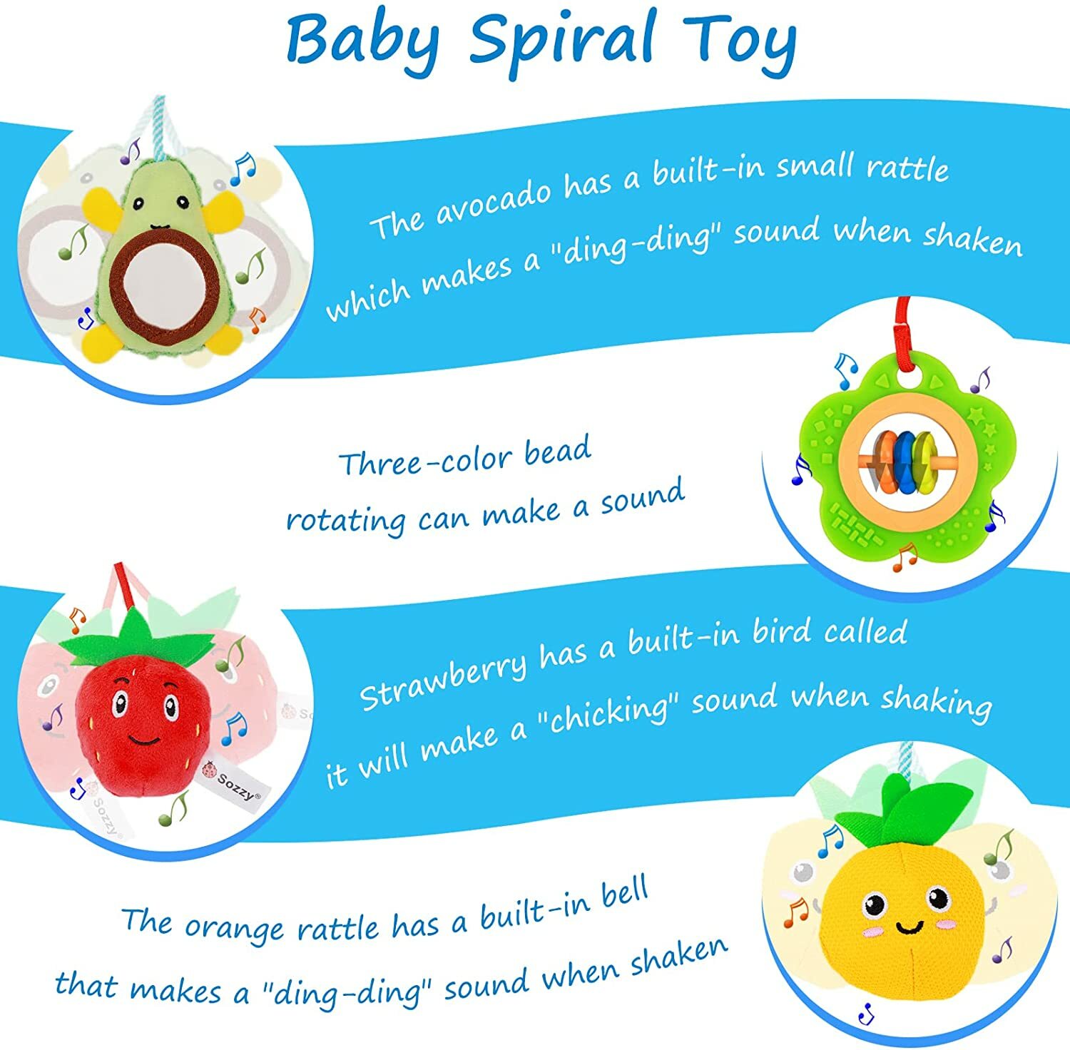 Baby Stroller Crib Soft Toys Cot Pram Hanging Rattle for Toddlers Girls Boys US