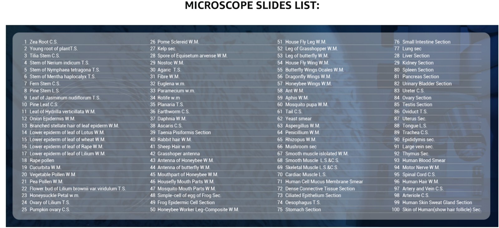 Prepared Microscope Slides Specimens Plant Insect Animal for Student Education