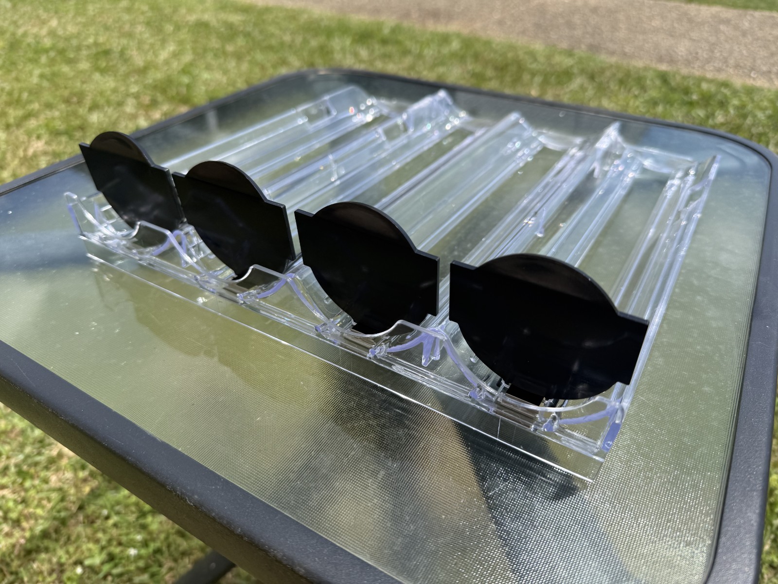 4 wide, clear, spring loaded, pusher tray, cigarette