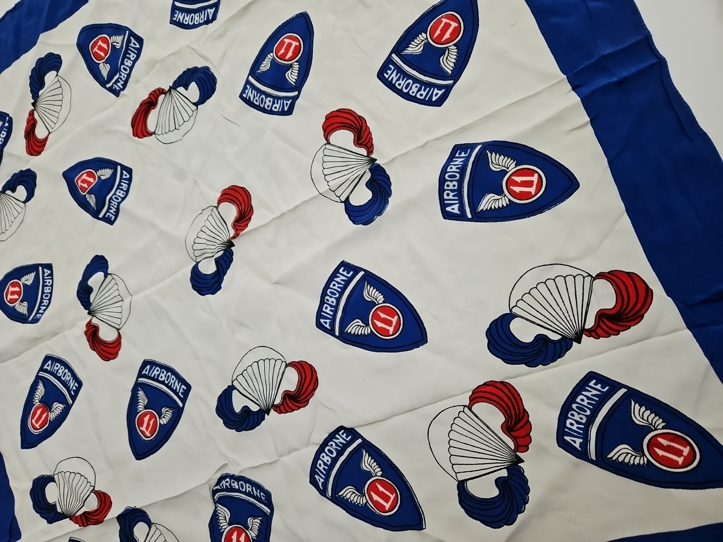 Vtg 1940s Scarf US 11th Army Airborne WWII Silk Scarf WW2