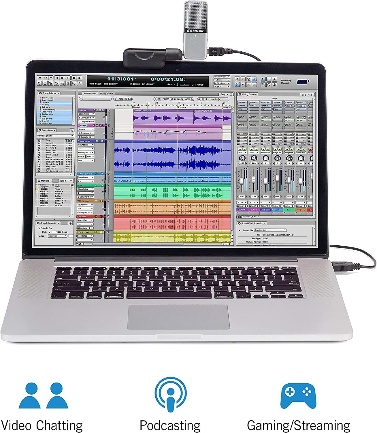 Samson Go Mic Portable USB Condenser Microphone for Mac and PC Computers Silver