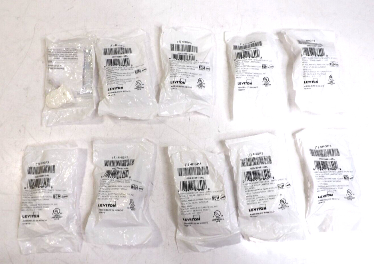 (10) Leviton 4HGP3 Lampholder for T8/12 Lamps, Shunted