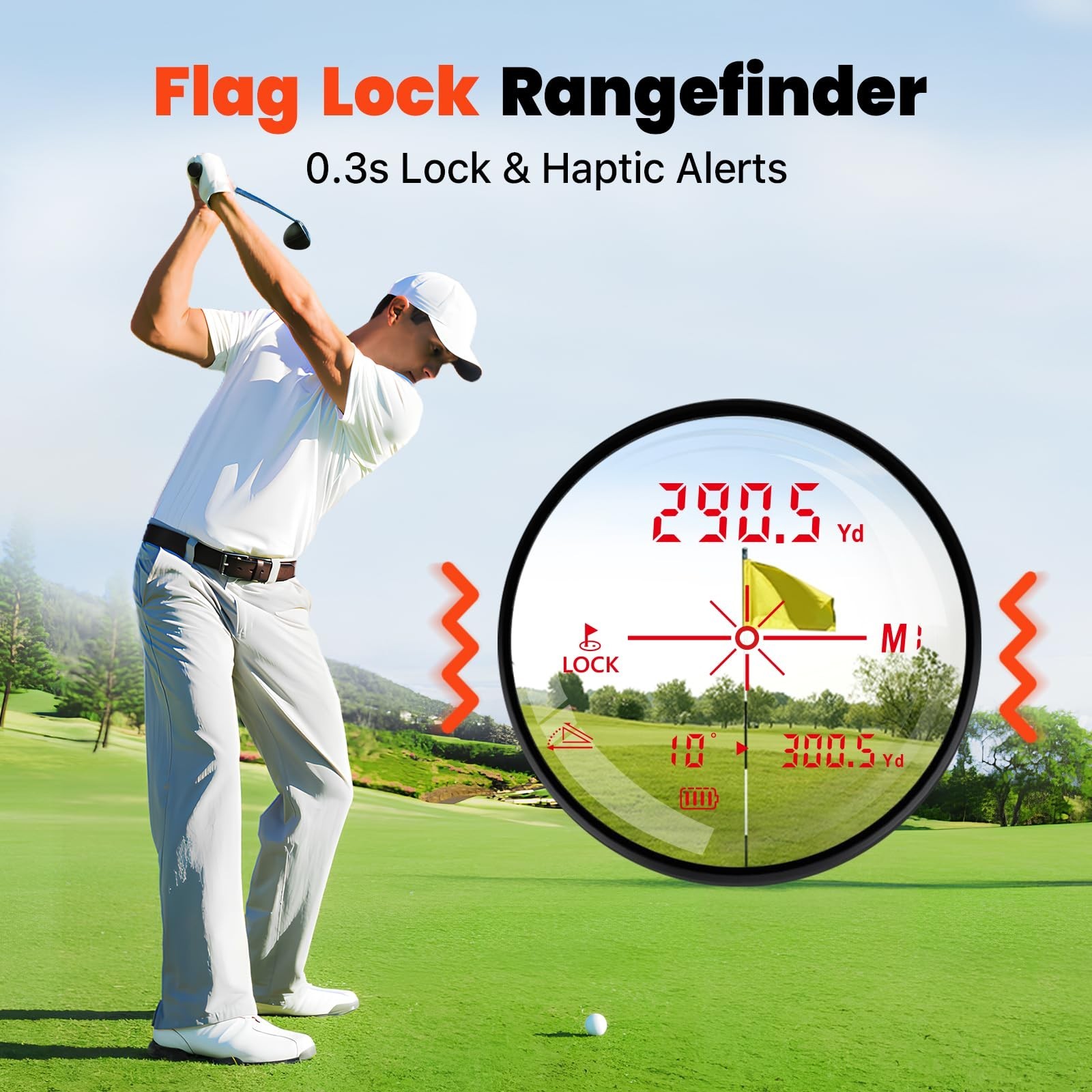 Golf Laser Rangefinder with Slope, 1500Y Range Finder, 0.3s Flagpole Locking ...