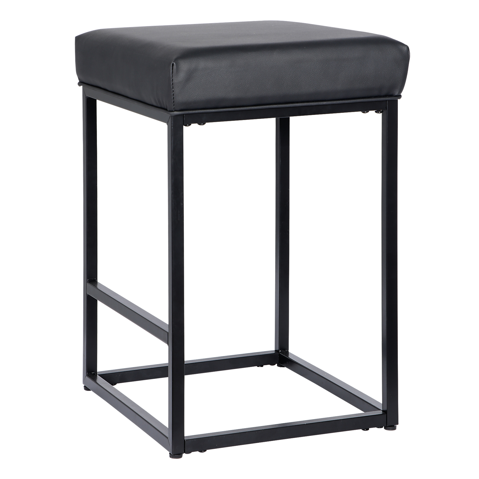 2PCS Black Backless Bar Stools PU Leather Stools Sturdy 330LBS Capacity Home