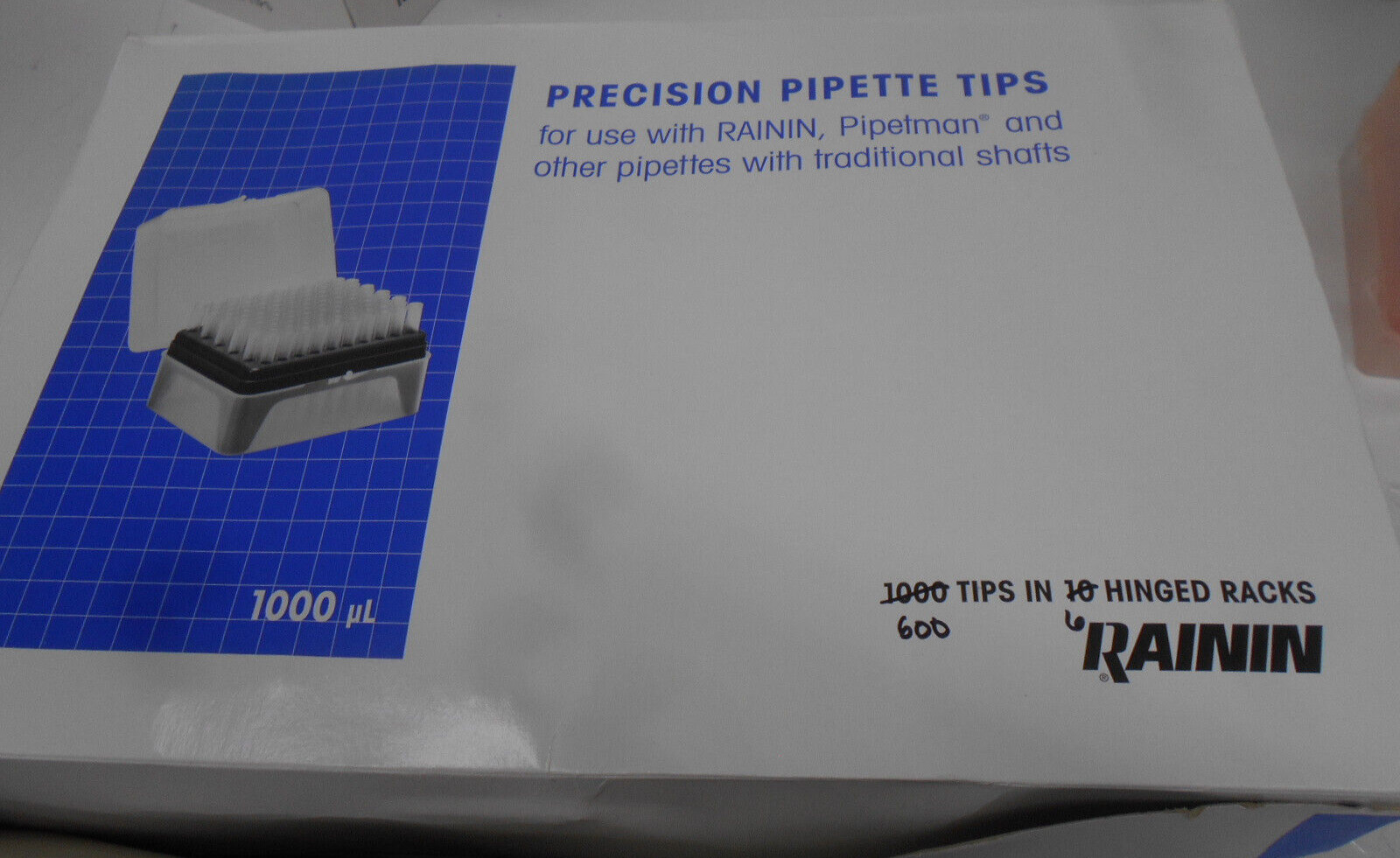 **PARTIAL BOX** Rainin Precision Pipette Tips HR-1000F 1000uL BOX OF 600