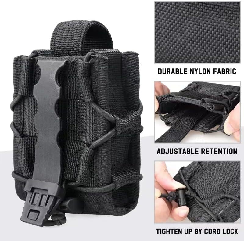 2pcs Molle Handcuff Case Open Top Handcuff Holder and Clip Strap Accessories