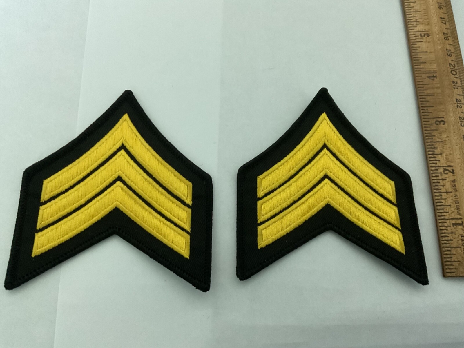 Police,Military, etc.patch set of 2 Sergeant Stripes Yellow and Black New