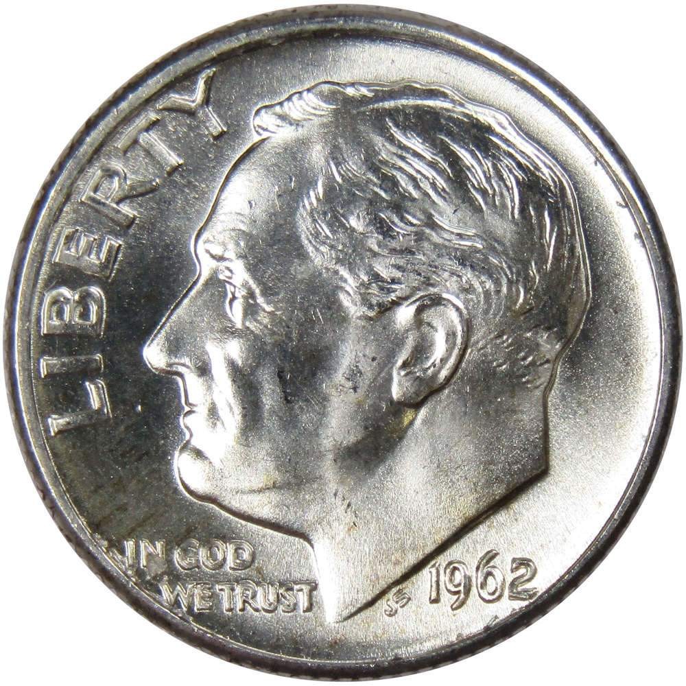 1962 D Roosevelt Silver Dime Uncirculated Mint State 10c Coin