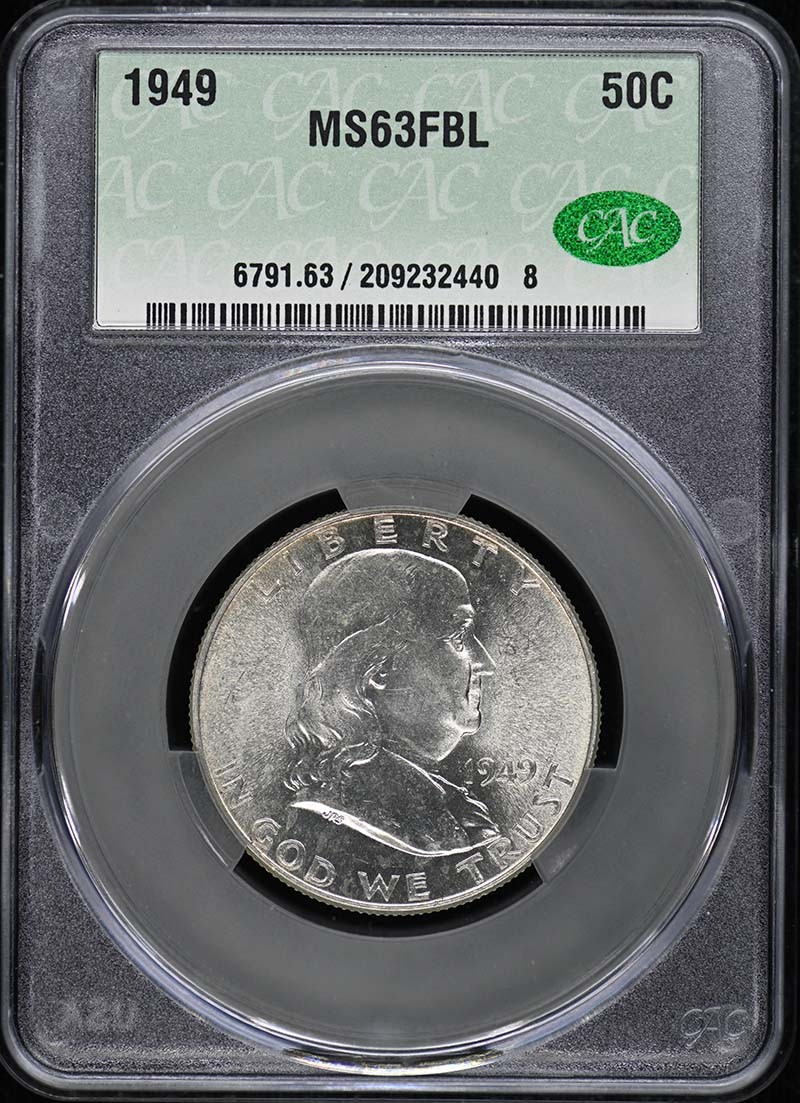 1949 50C Franklin Half Dollar CACG MS63FBL