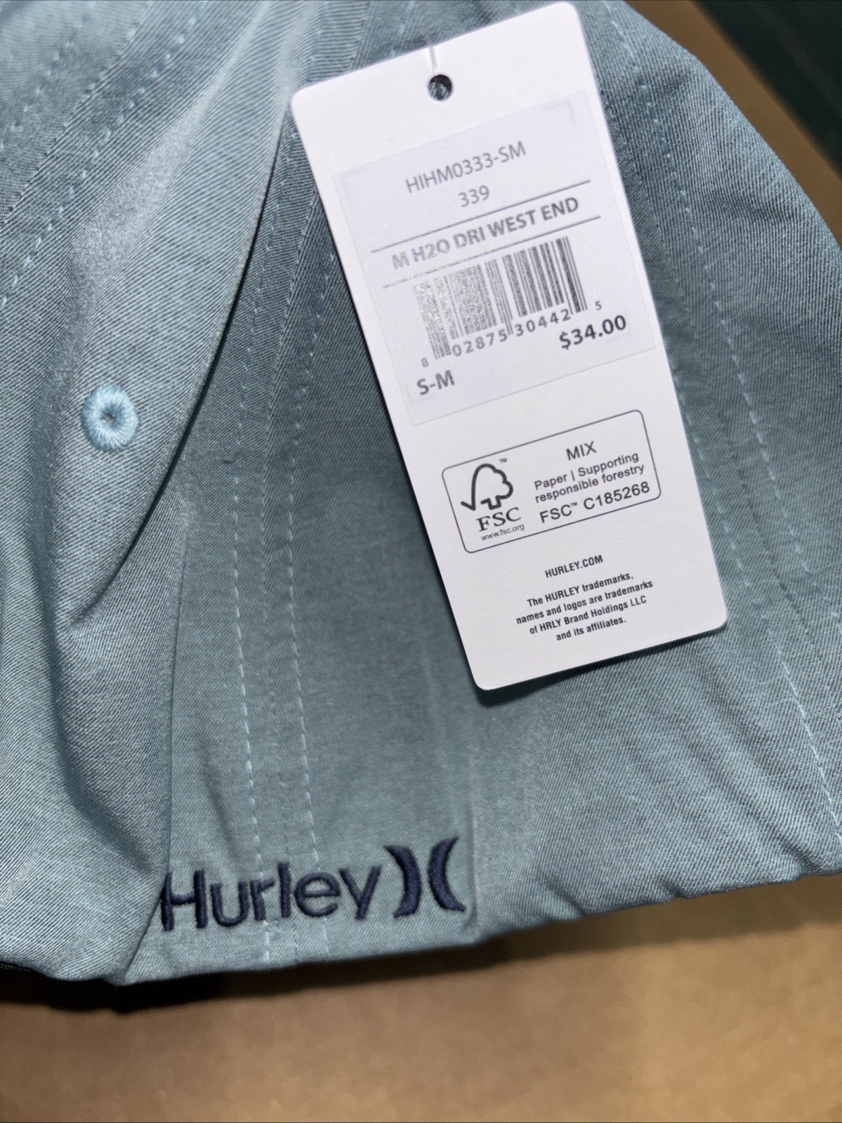 HURLEY WARNER M H20 DRI WEST END S/M NEW FREE SHIPPING!!!