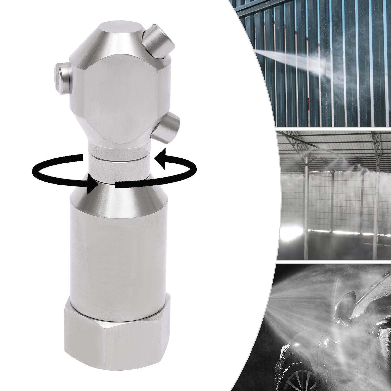Stainless Rotating Jet Spraying Washing Nozzle Tank Barrel Pipeline Clean 1/2''