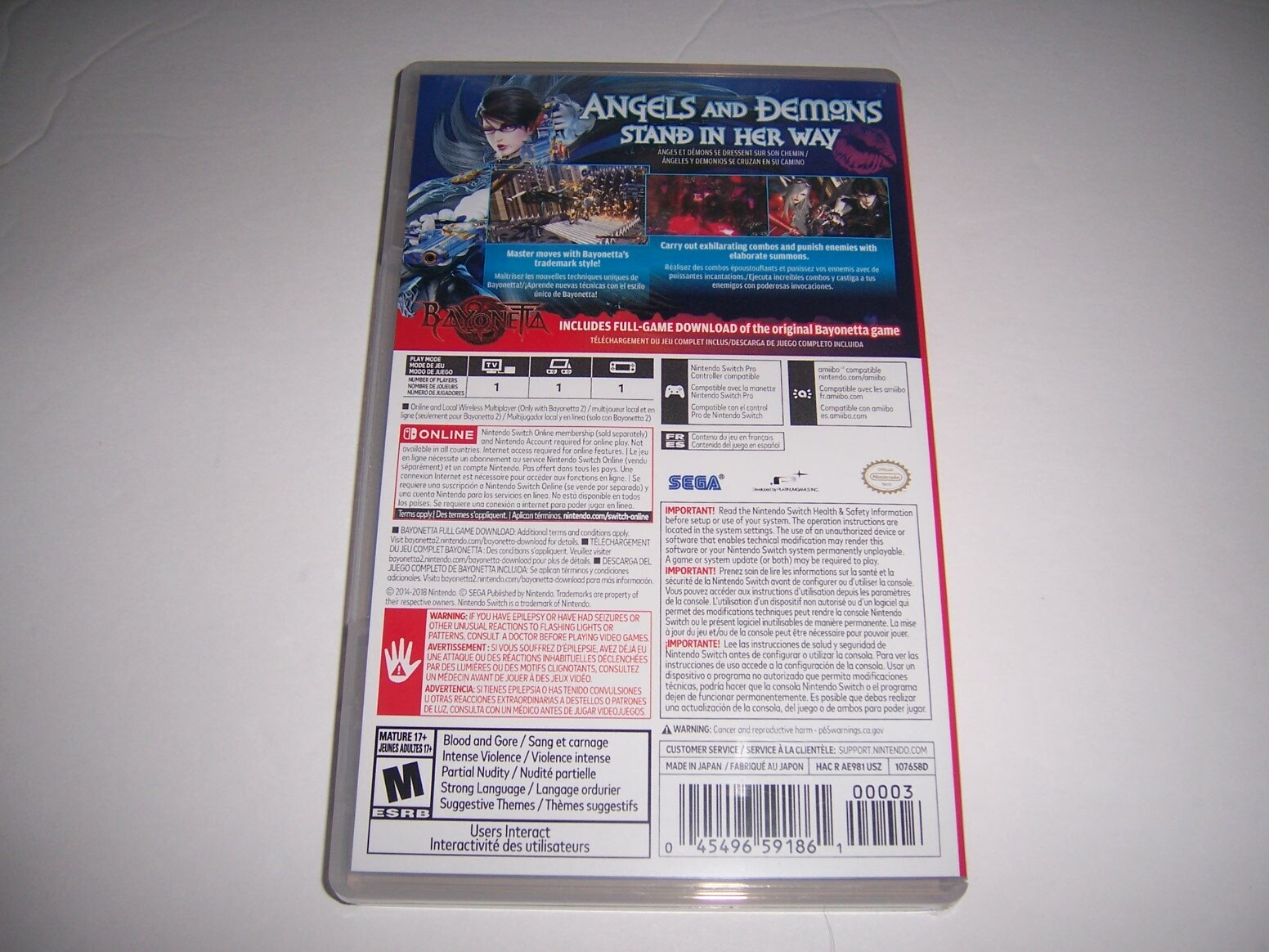 Original Authentic Box Case Replacement Nintendo Switch for Bayonetta 2 Two