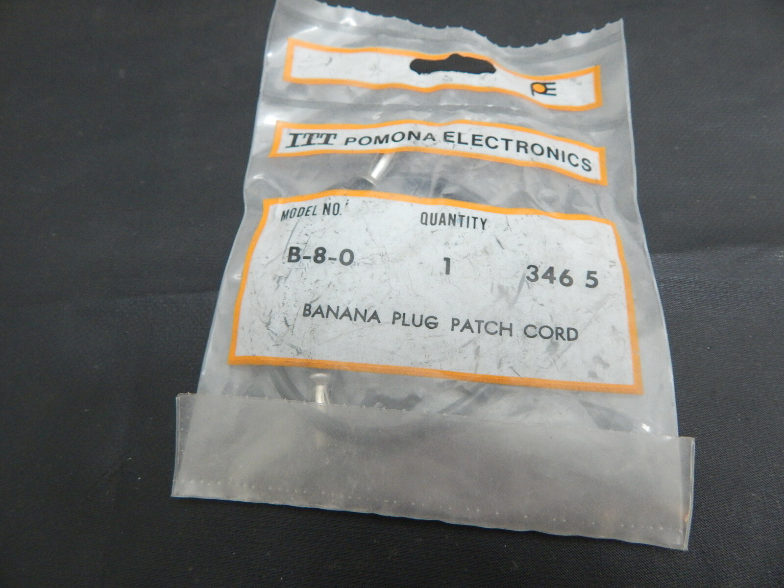 ITT PAMONA B-8-0 Banana Plug, Patch Cord, Stacking, Black 8 inch MALE TO MALE