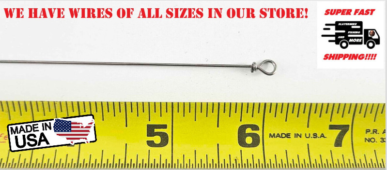 100 pcs -6"/.030 - Looped Wire Shafts - Stainless Steel - Make your own spinners