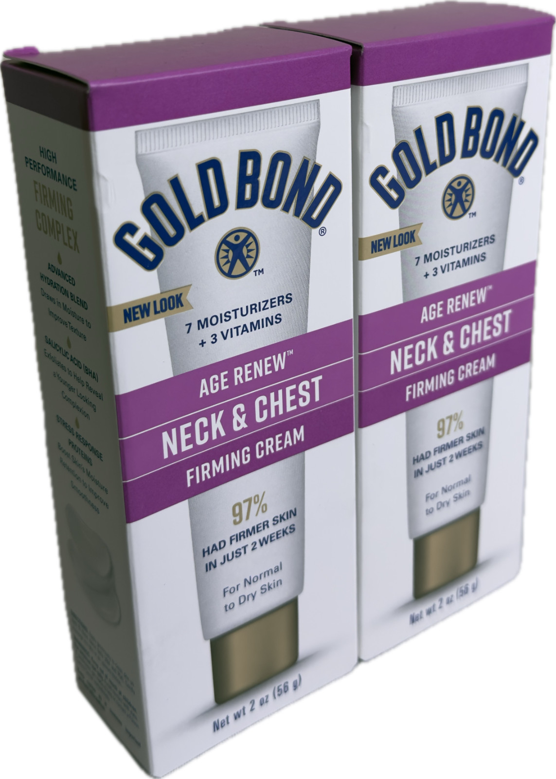 2 Pk Gold Bond Age Renew Neck & Chest Firming Cream 2oz (New in Box)