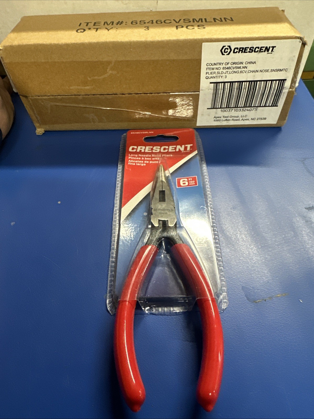 Crescent 6-1/2" Needle Nose Side Cutting Pliers 654-6, 152 mm.