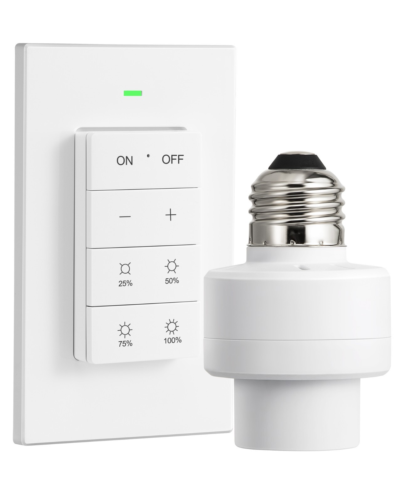 Remote Control Light Socket with Dimmer, Wall Mounted Wireless Light Switch