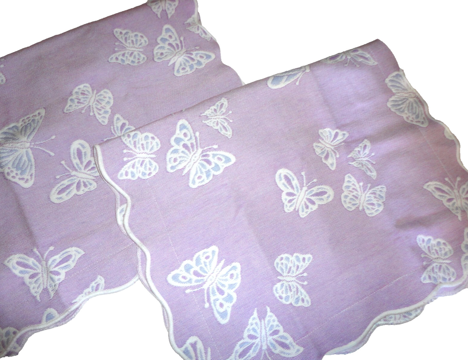HENSTAN PORTUGAL PURPLE BUTTERFLIES MATELASSE (2) KING PILLOW SHAMS 21 X 36