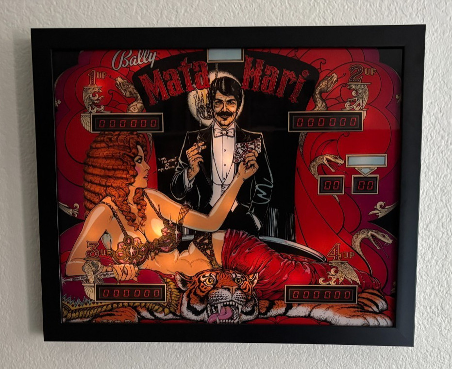 Bally "Mata Hari"  1978 - Pinball Wall Art  LED Arcade Decor