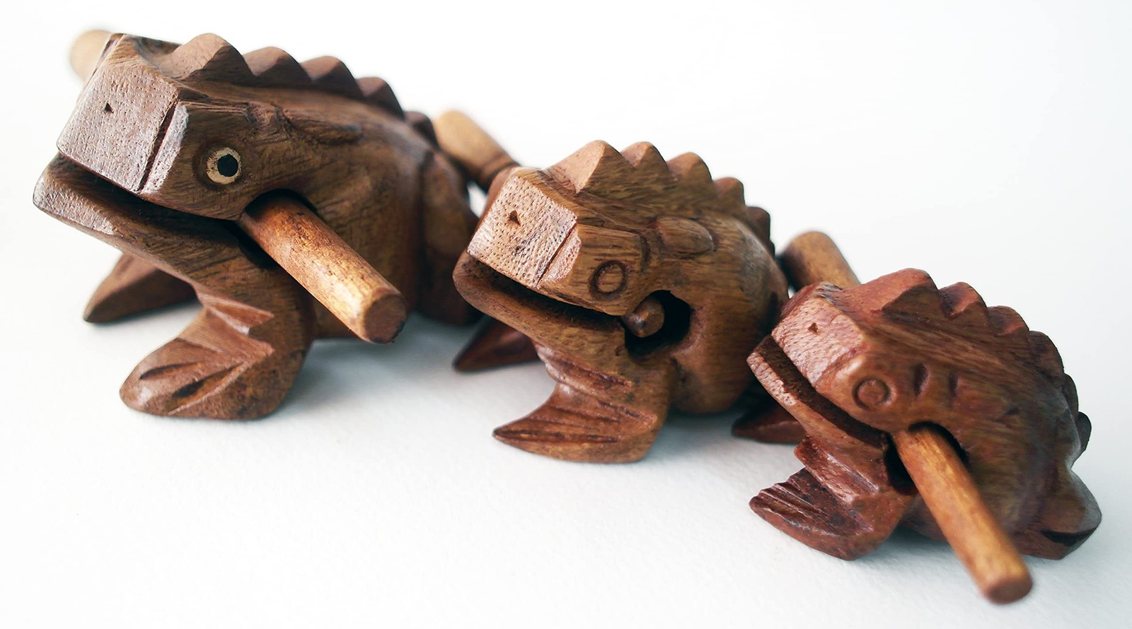 Guiro Percussion Musical Instruments Wooden 3 Piece, Set of 3 Natural Brown