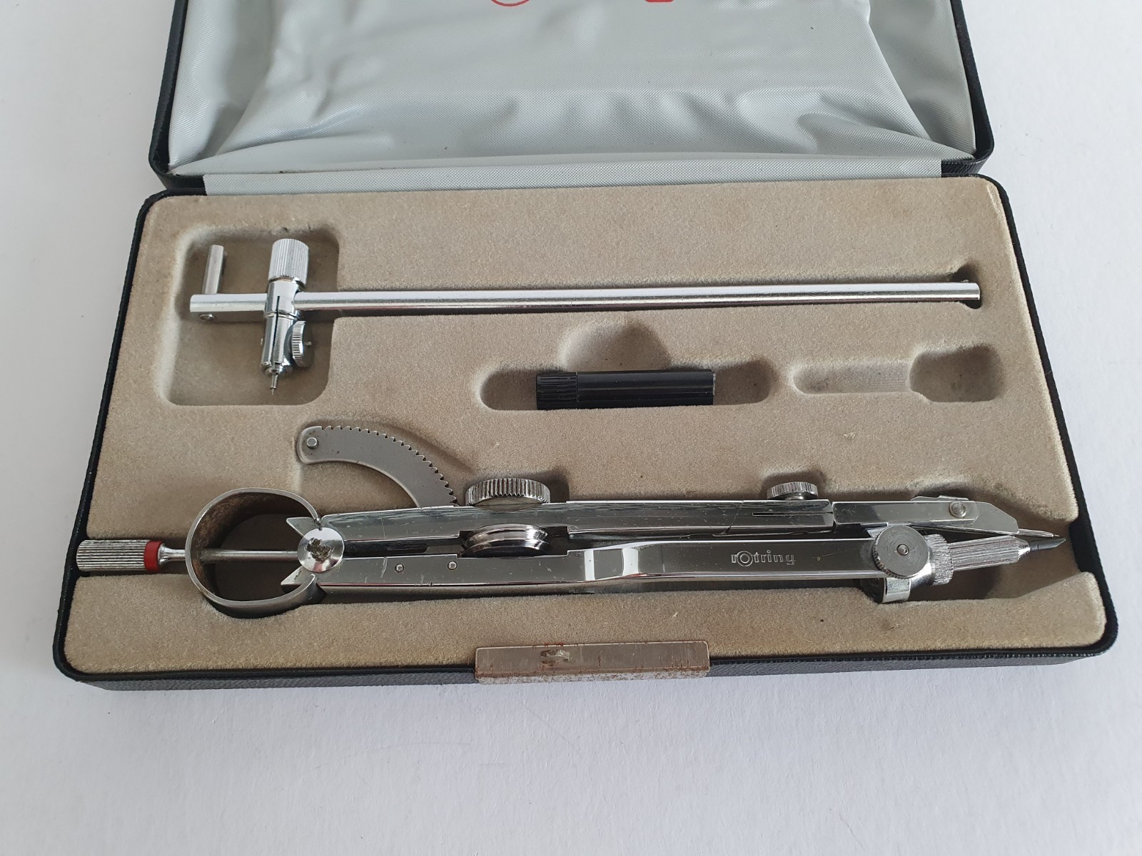 Vintage Rotring Bow Compass Technical Drawing Set with Original Case