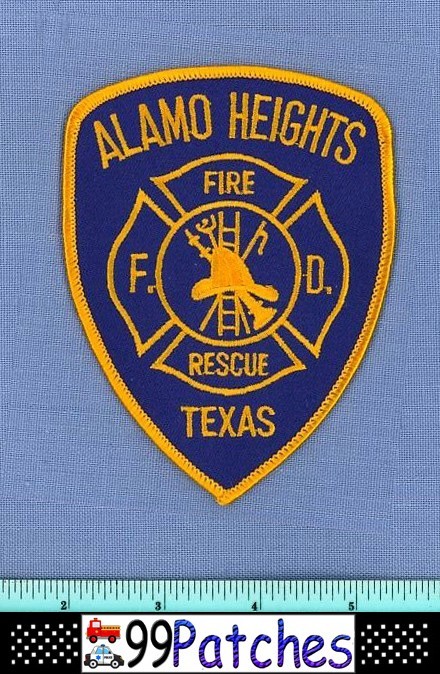 ALAMO HEIGHTS TEXAS Fire Rescue Shoulder Patch HELMET BUGLE LADDER 7G