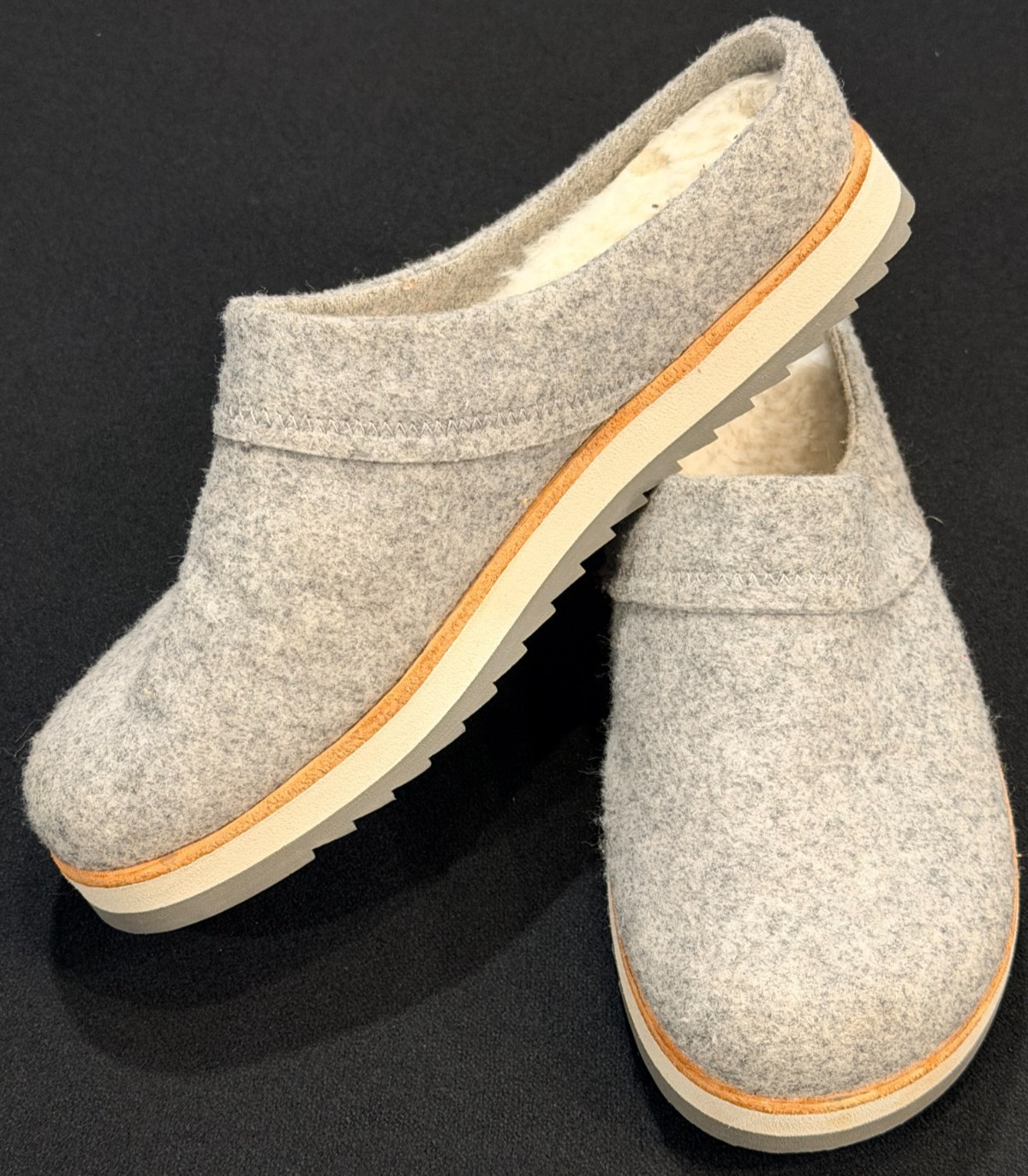 Merrell Juno Wool Clogs Women's Sz 7 Grey Sherpa Lining Slip On Mule Comfort