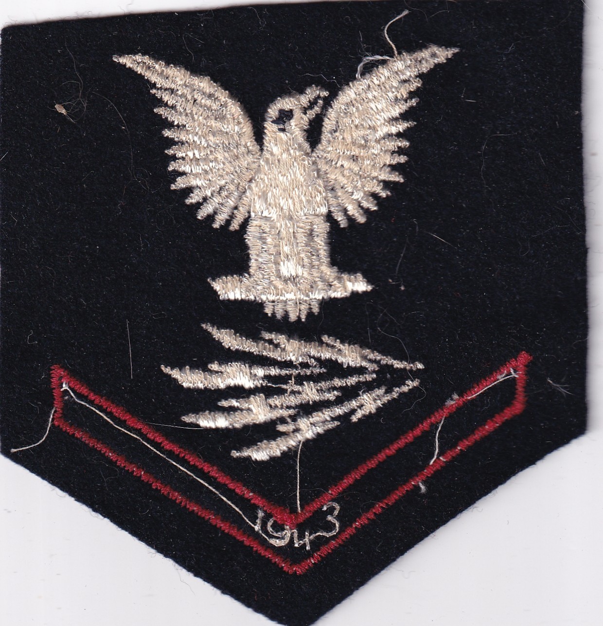 Radioman rate patch WWII make PO3 Petty Officer three blue wool felt 1943