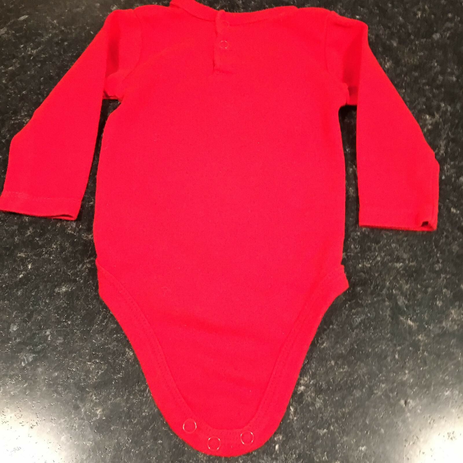 Babys Christmas Red "Let It Snow" Long Sleeve Vest 3-6 Months