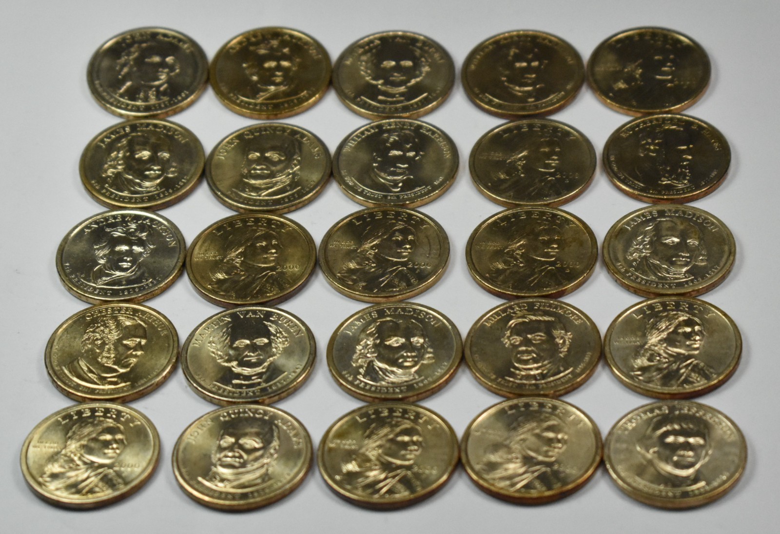 Mix Roll of Golden Dollar Sacagawea / Presidential Face Value $25  #2