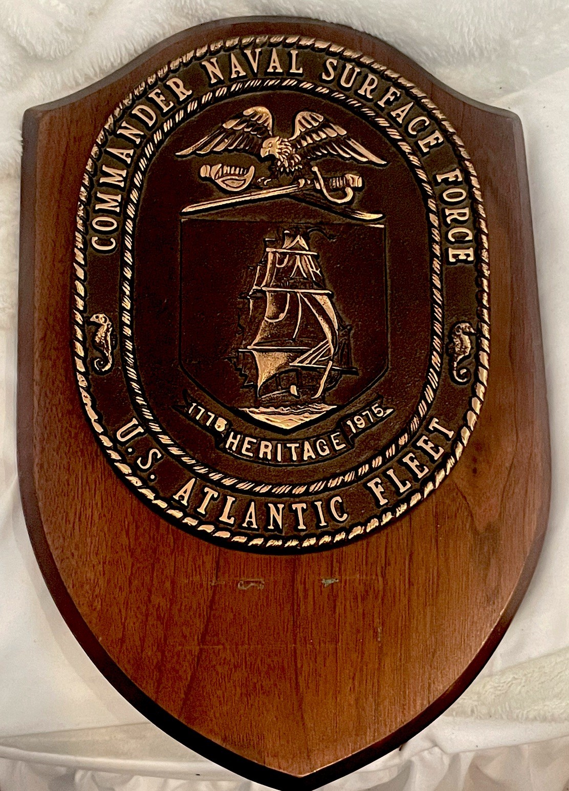 Commander Naval Surface Force U.S Atlantic Fleet Bronze Plaque 1776 1976 Navy