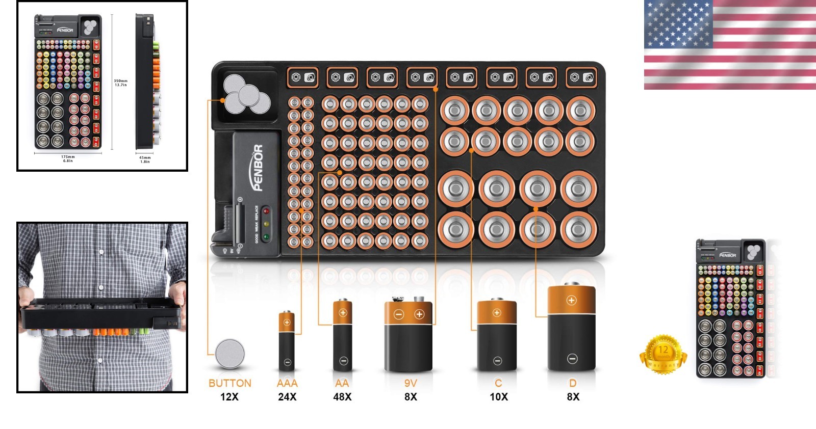 Effortless Battery Management: Wall-Mounted Organizer Holds 110 Batteries