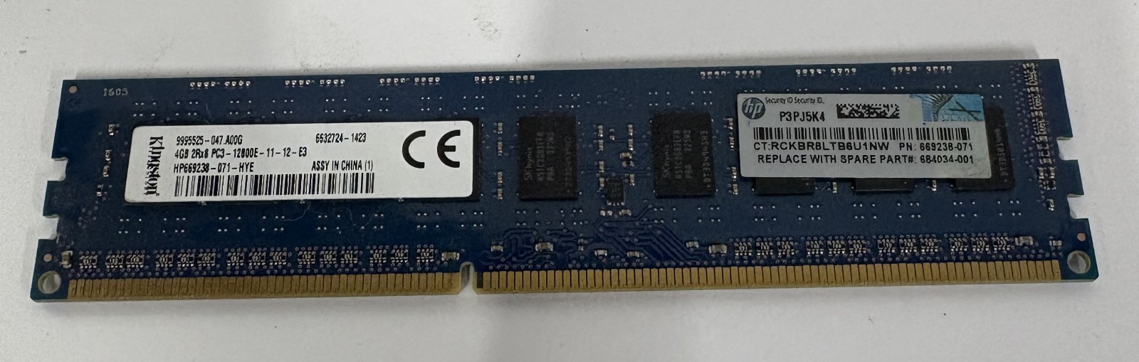 (LOT OF 2) Genuine HP 4GB 2RX8 PC3 12800E UDIMM MEMORY 669238-071 / 684034-001