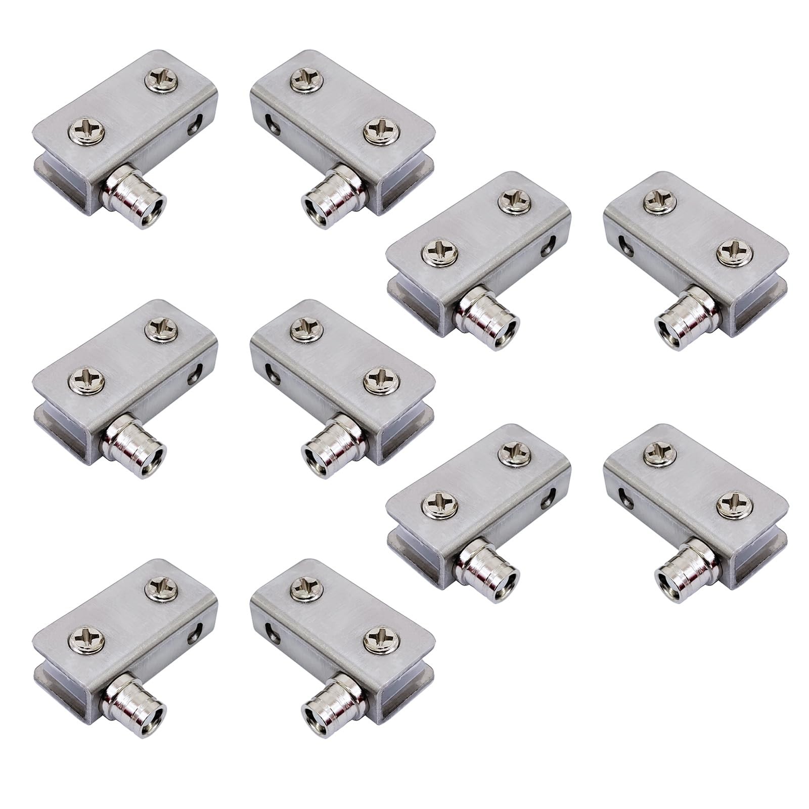 5 Pairs 10Pcs Glass Door Pivot Hinge Stainless Steel for Free Swinging Silver
