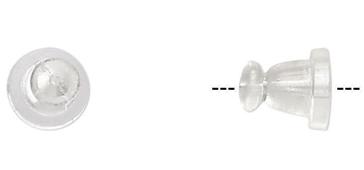 Earnut, 144 Clear Rubber Hypo-Allergenic 6x5mm Medium Earring Back *
