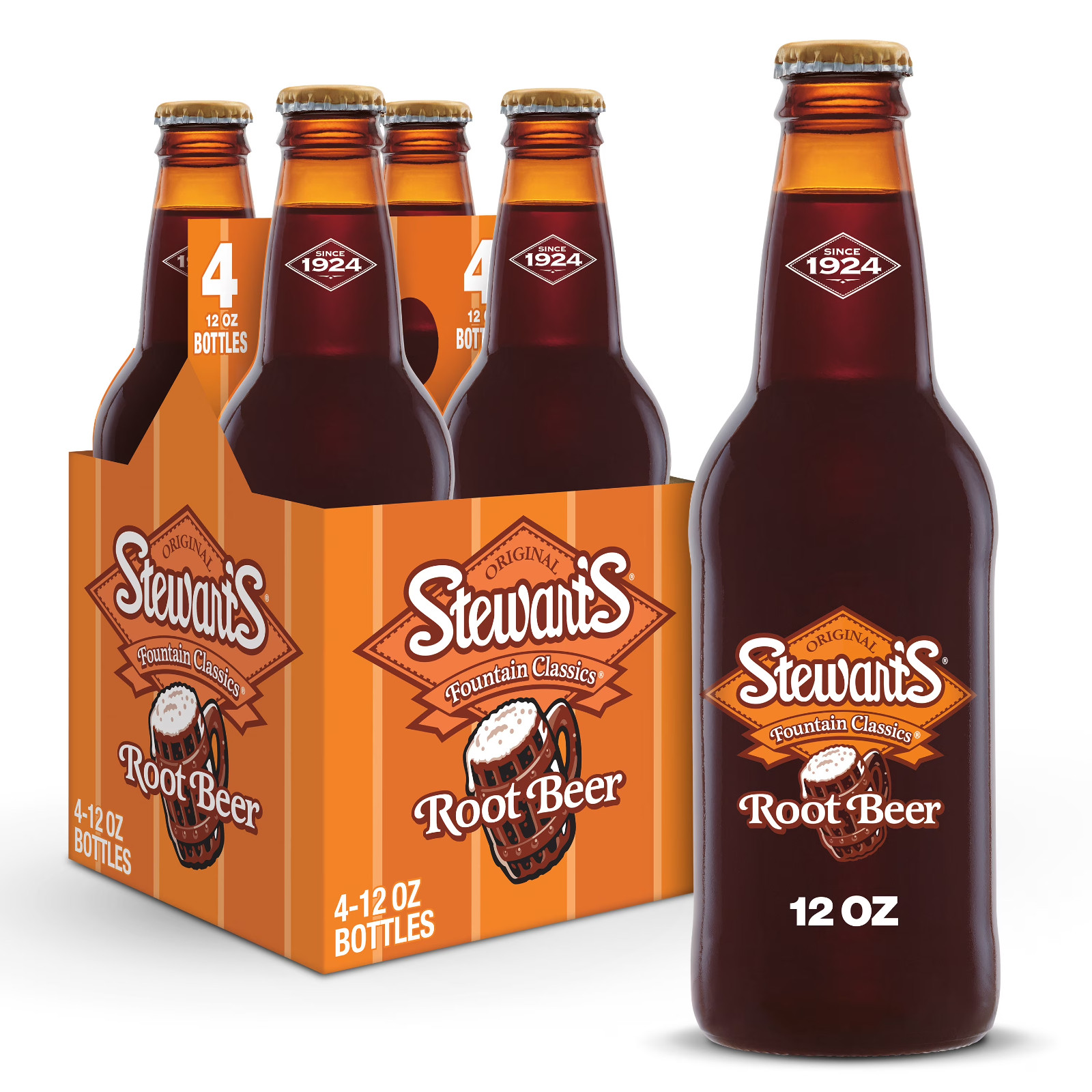 Stewart's Root Beer 12 Pack Glass Bottles