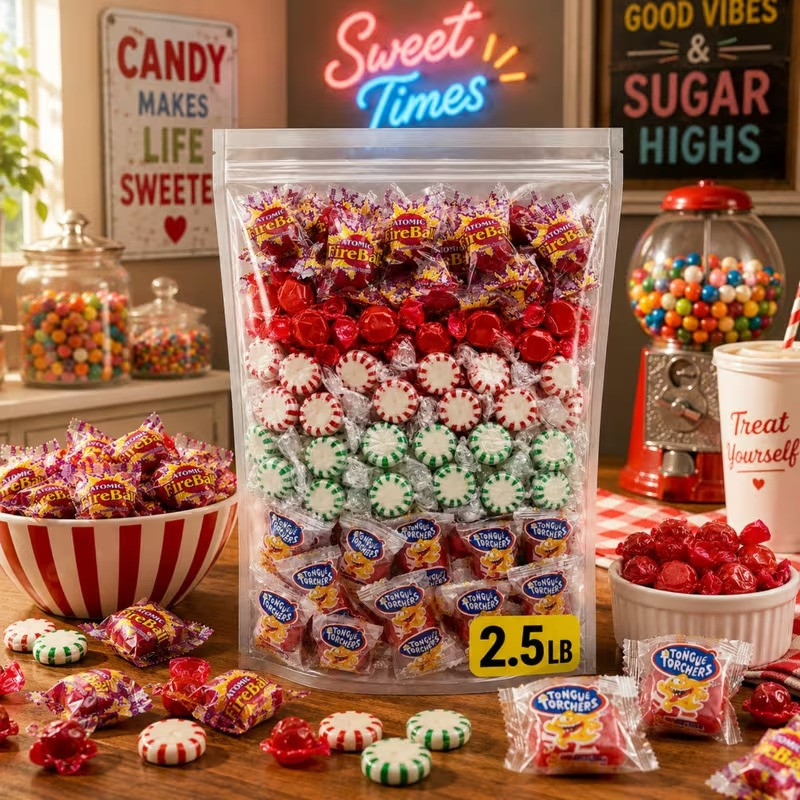 2.5LB Bulk Fire & Ice Hard Candy Assorted Variety Pack - Individually Wrapped!