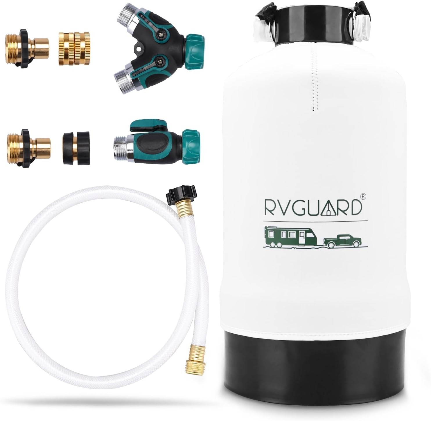 RVGUARD 16,000 Grains Portable Water Softener for RV, Reduces Hardness & Mineral