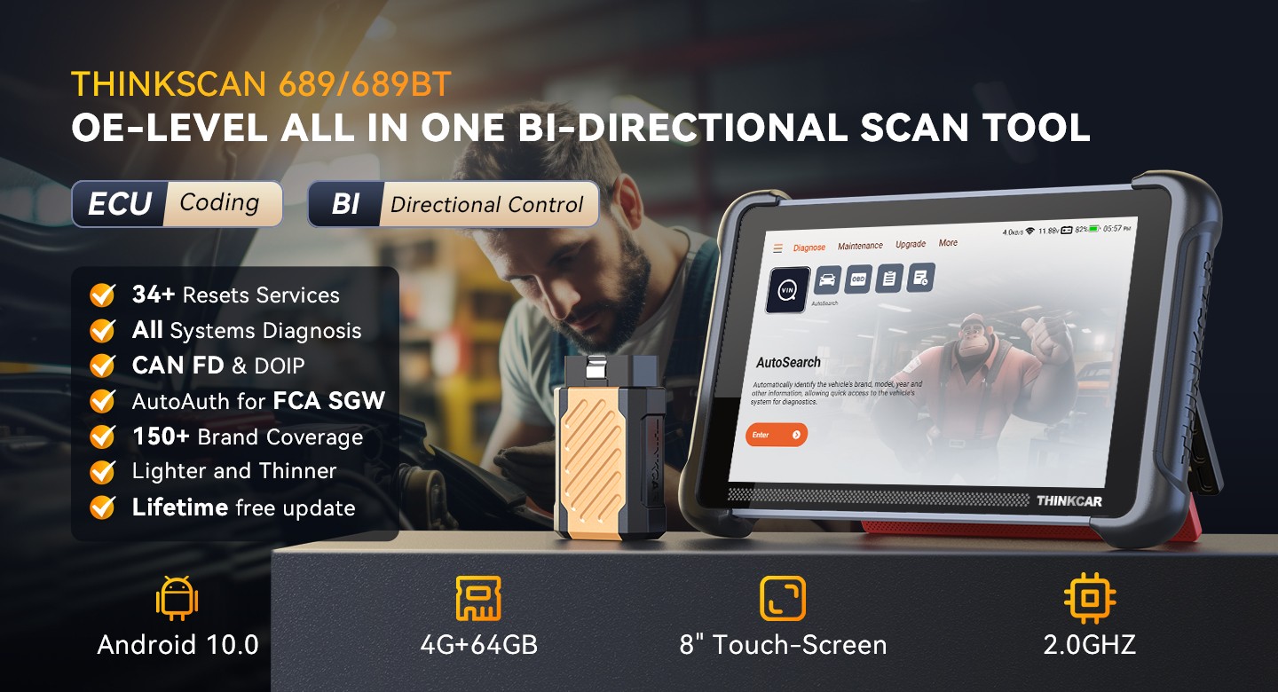 689BT ThinkCar Car Auto Diagnostic Tool OBD2 Scanner Bidirectional E~CU Coding