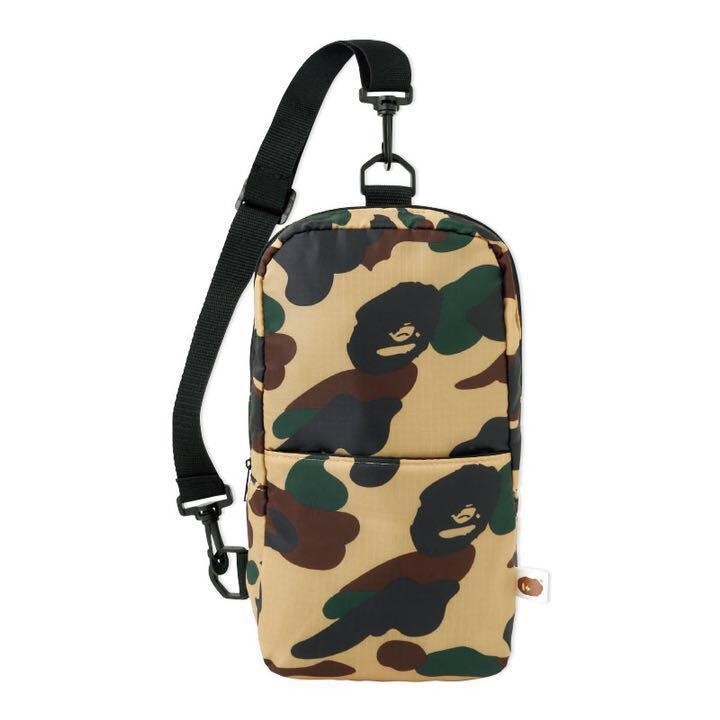 A Bathing Ape BAPE Sling Bag Body Bag Camo Yellow 2015 Summer Collection NEW JP