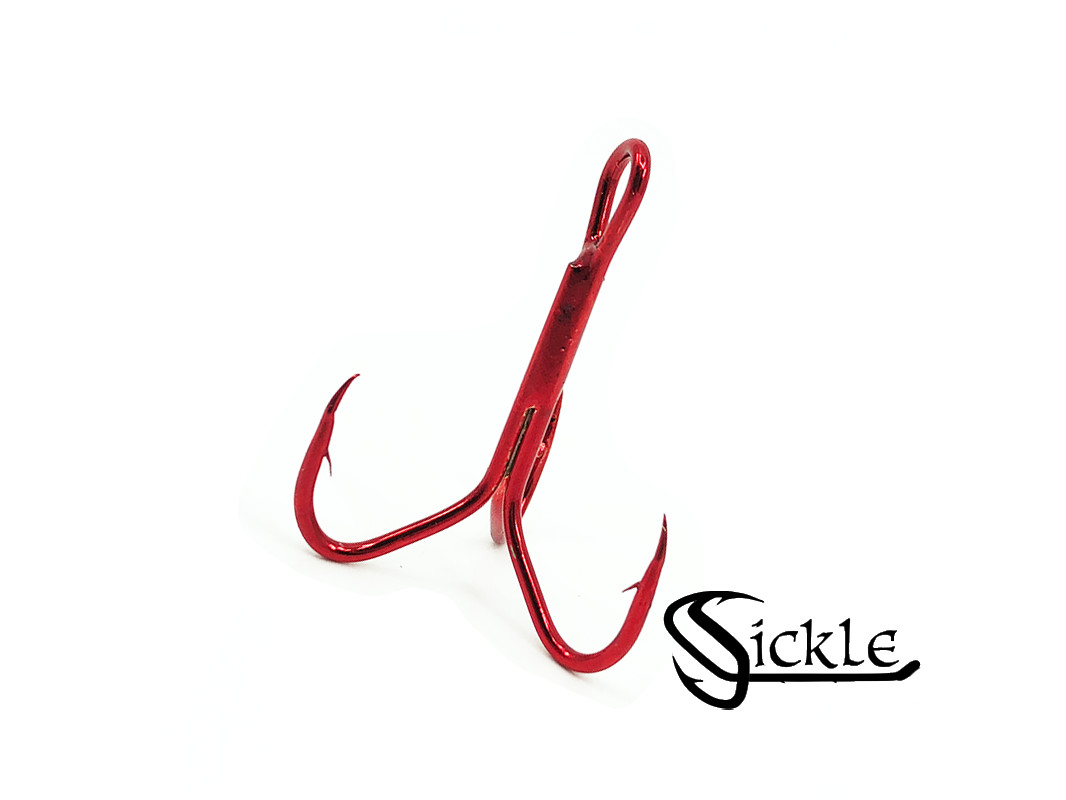 Matzuo American Treble Sickle Hook Size 1/0 Qty 25 Hooks, Red Chrome Color 34006