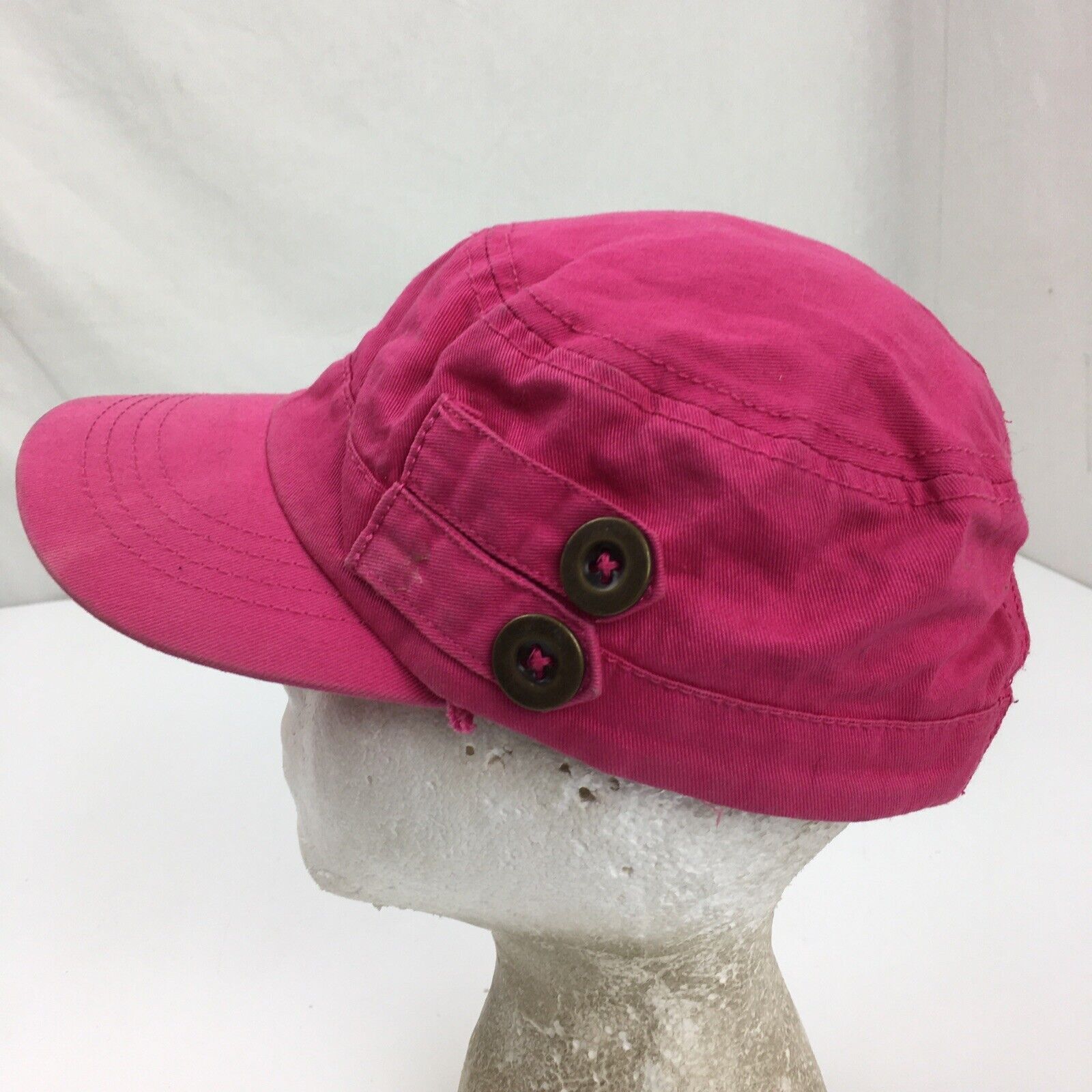 Pink with Buttons Women's Army Ball Cap Hat Adjustable