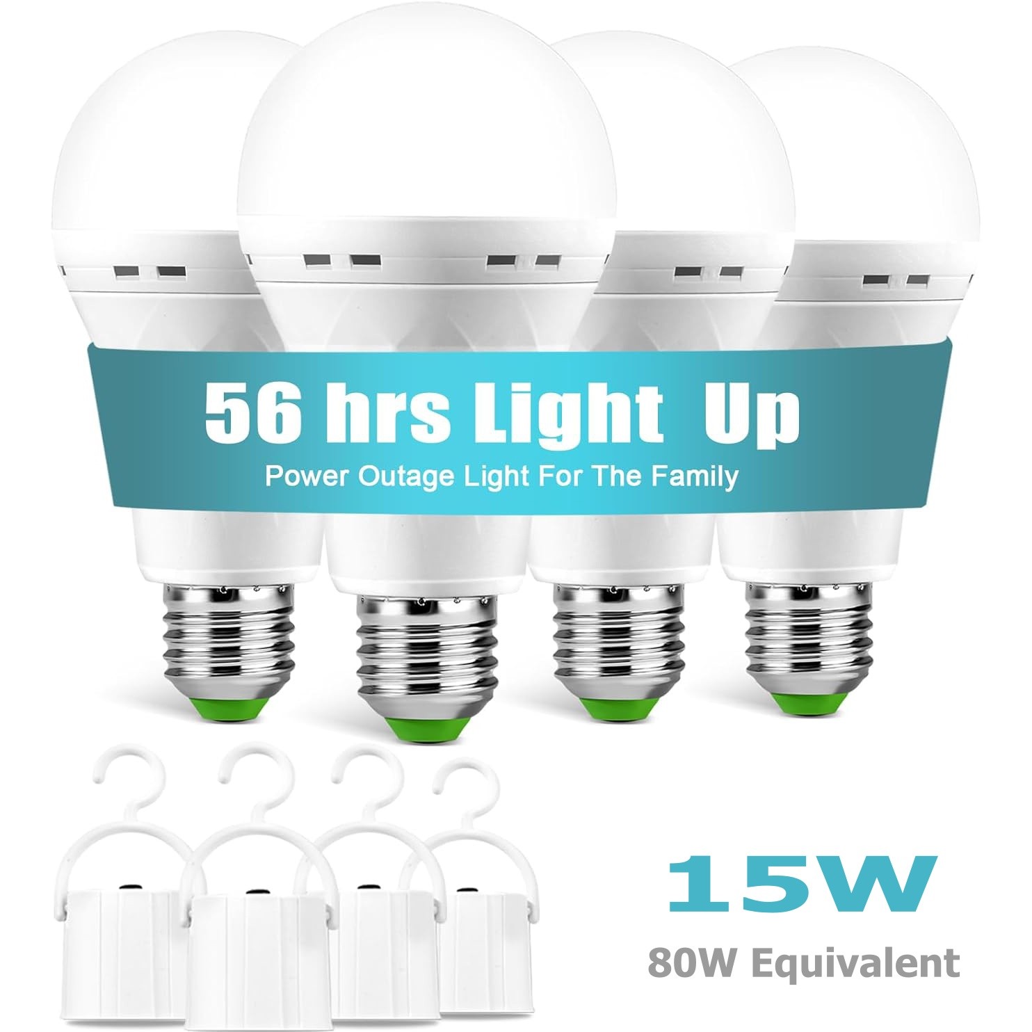 4pcs 15W(80W) Led Bulb Rechargeable LED Light Bulb with Battery backup Emergency