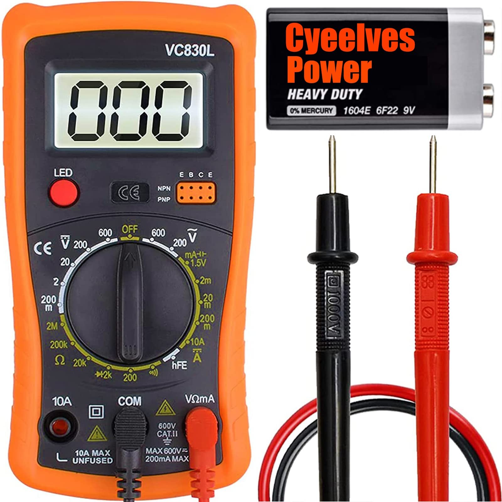 Digital Multimeter, Multimeter with AC DC Voltmeter & Ohm Volt Amp Tester, Mu...