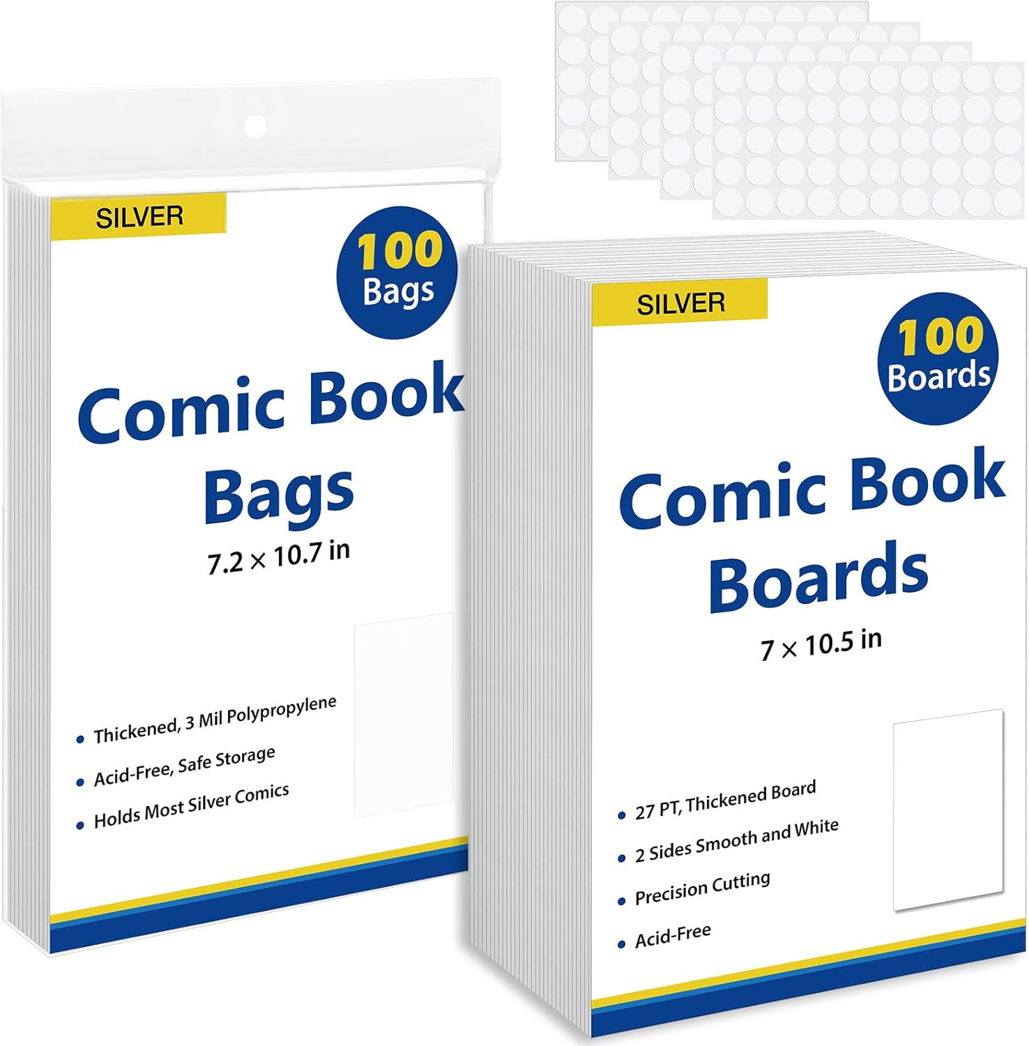 100 Silver Age Comic Book Bags And Boards Acid Free Sleeves 27 Pt Backing Boards
