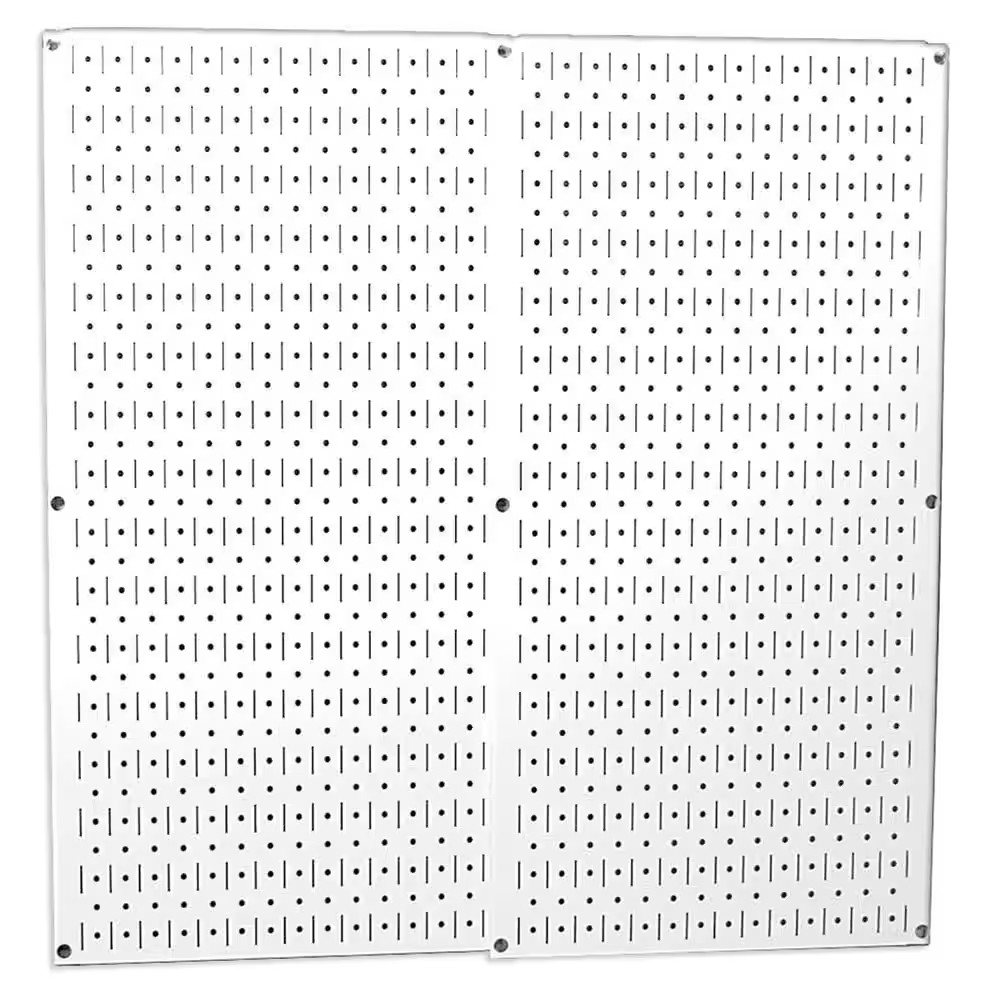 32 In. X 32 In. Overall Size White Metal Pegboard Pack with Two 32 In. X 16 In.