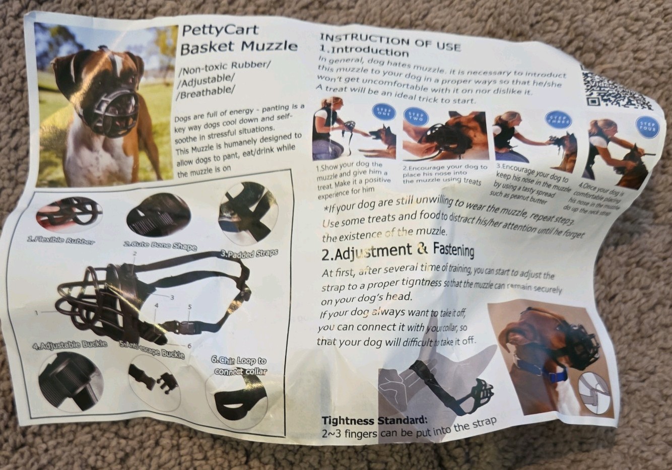 PettyCart Soft Basket Muzzle - Size Large Snout 10- 11" Prevent Biting, Chewing
