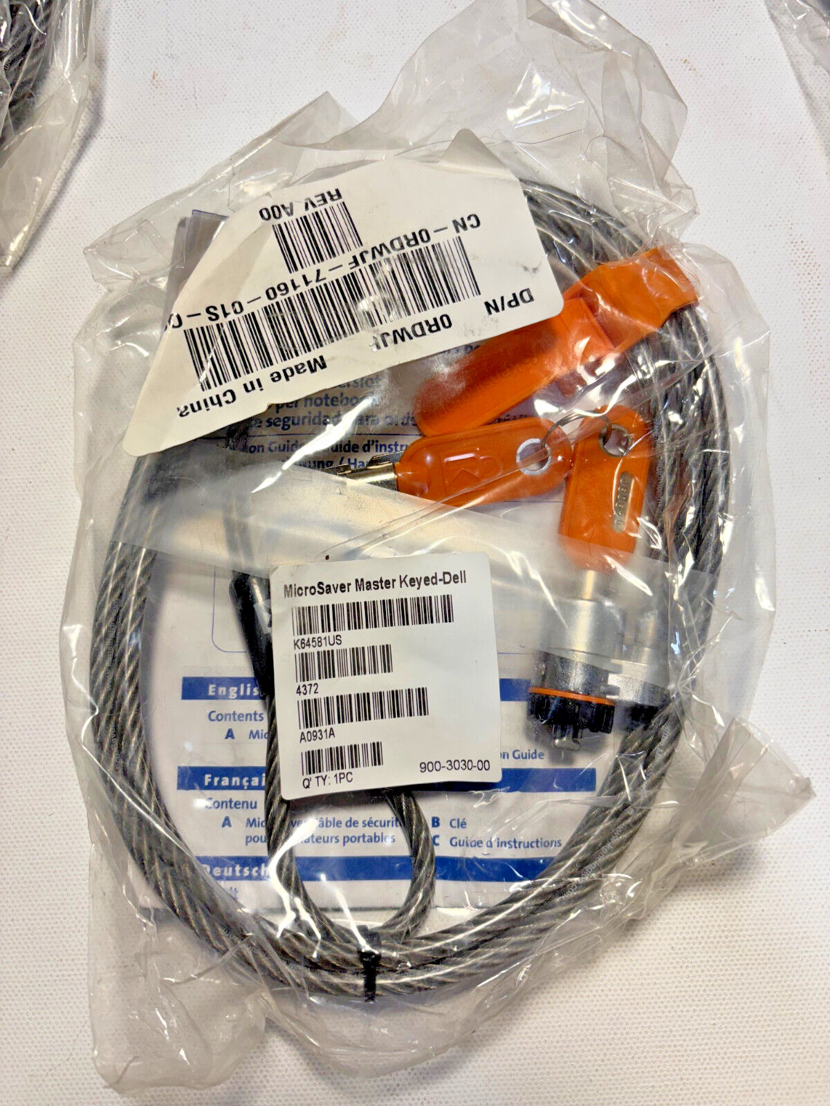 Kensington MicroSaver Master Keyed -Dell Notebook Lock Qty 7 with Extra Keys