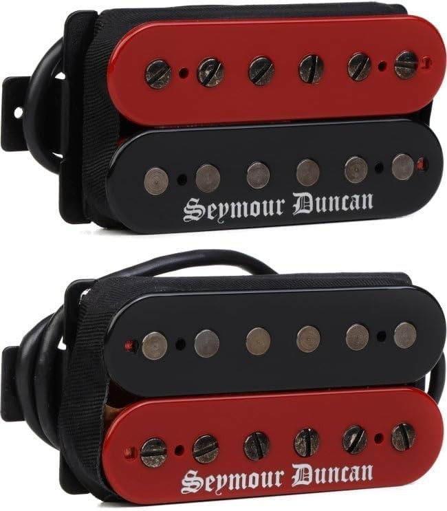 Black Winter Humbucker Pickup Set - Red/Black Zebra, High Output, Ceramic Mag...