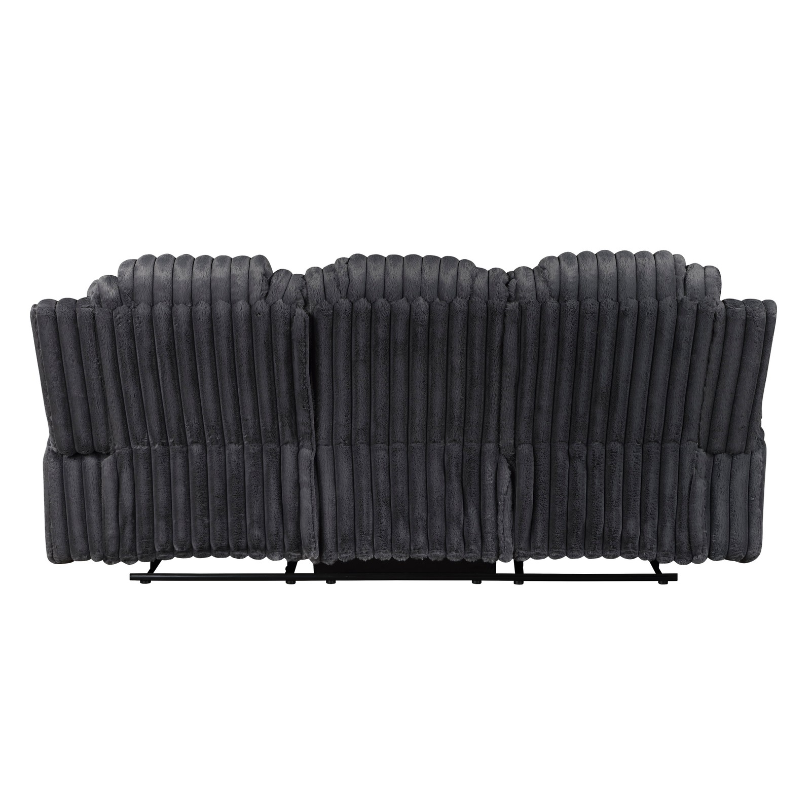 Reclining Sofa w/ Cup Holders Dark Gray Corduroy 3 Seater Living Room Furniture